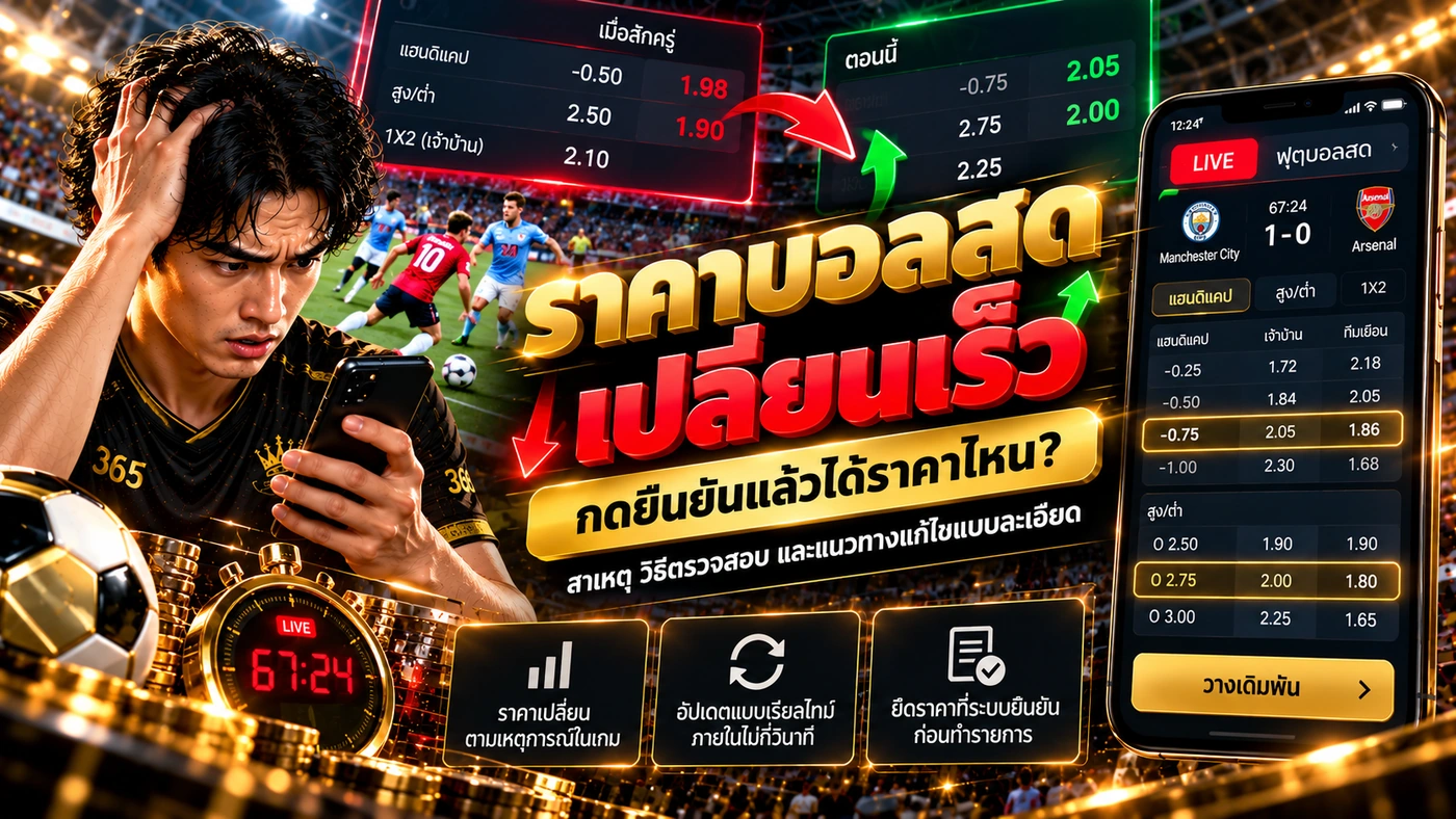 ราคาบอลสดเปลี่ยนเร็ว กดยืนยันแล้วได้ราคาไหน