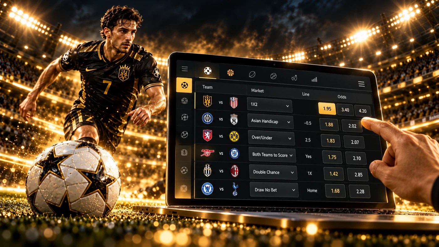 โครงสร้างหน้าราคาบอล UFABET แสดงคู่แข่งขัน ตลาด เส้นราคา และ Odds