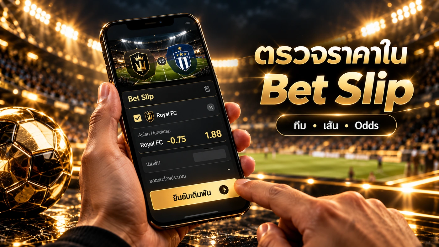 ตรวจทีมต่อทีมรอง เส้น Asian Handicap และ Odds ใน Bet Slip